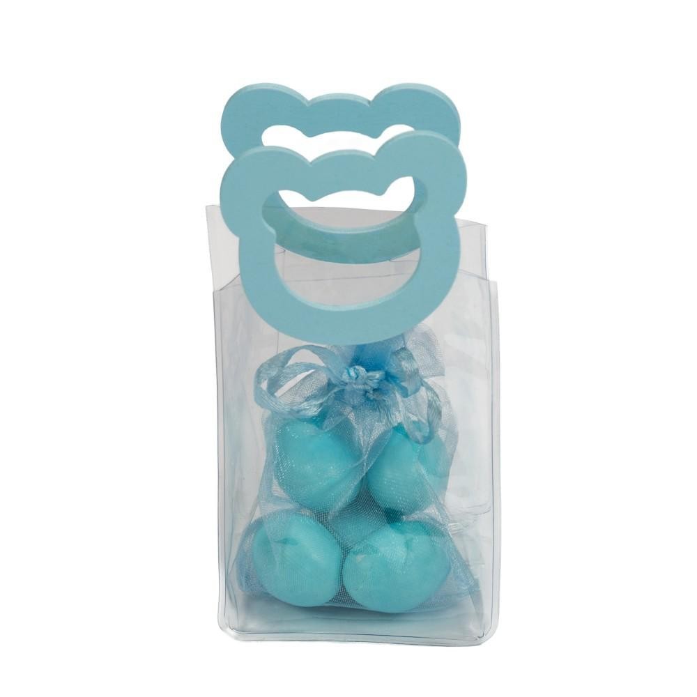 BORSETTA PVC MANICO ORSETTO CM6X8H CELESTE